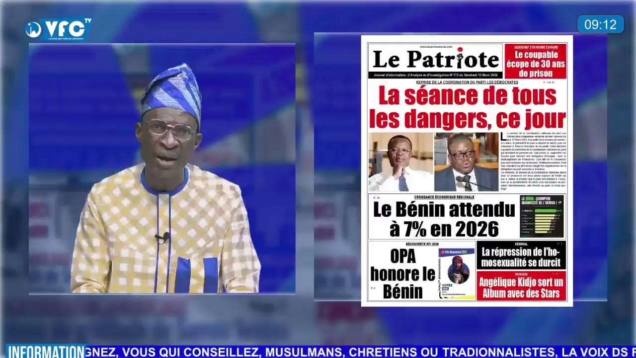 LA UNE DES JOURNAUX EN FON  DU SAMEDI  14 MARS 2026 SUR LA VOIX DES FIDÈLES CROYANTS