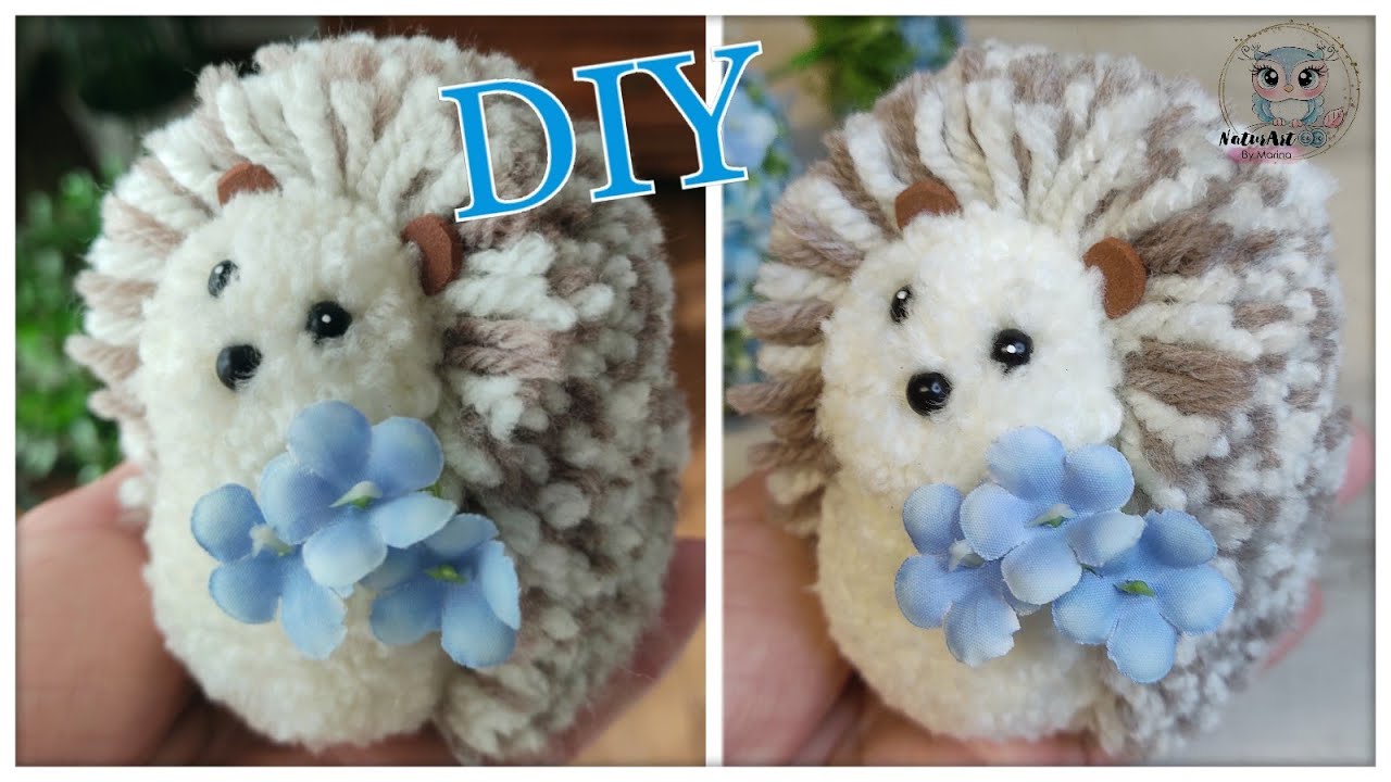 💙Simpatico🦔 RICCIO pompon di lana🧶 Fai Da Te💙