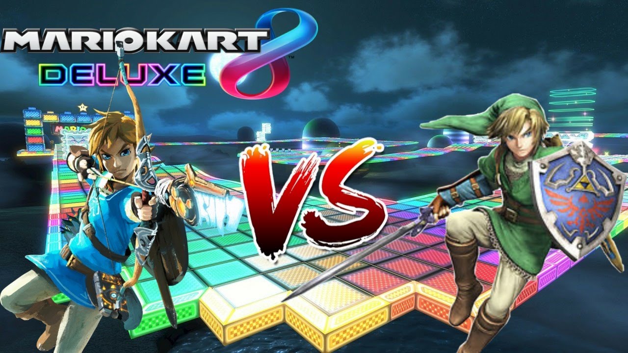 Mario Kart 8 (Breath of the Wild Link Vs Hyrule Link) TWO ROUNDS