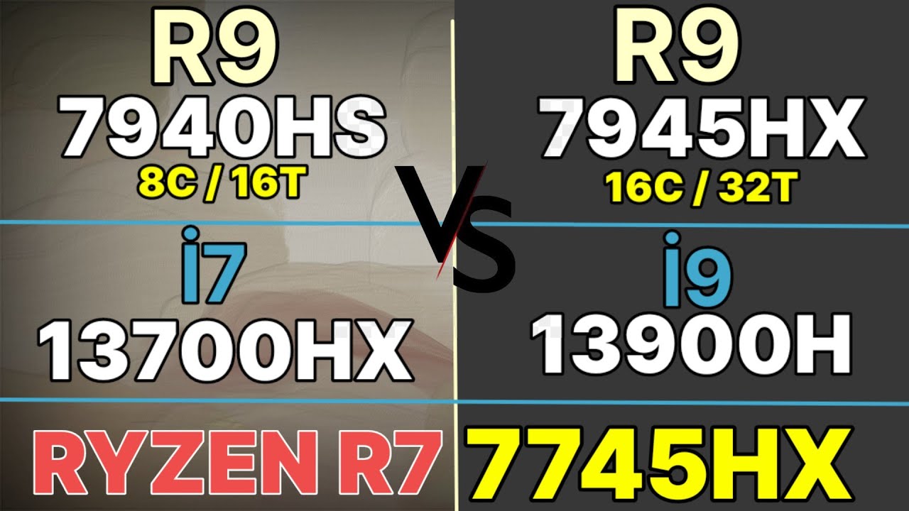 R9 7940HS VS R9 7945HX VS R7 7745HX VS I9 13900H VS I7 13700HX + IGPU um 790 minisforum RX 780M  GPU