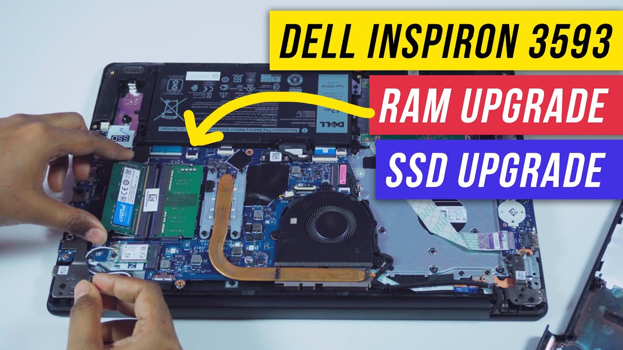 Dell Inspiron 3593 RAM Upgrade to 12GB, SSD Upgrade Disassembly