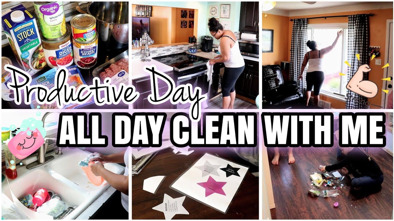 ALL DAY CLEAN WITH ME 2020 🏠 SAHM PRODUCTIVE DAY @MOMLIKELY Cooking, Cleaning, Laundry, & More!!
