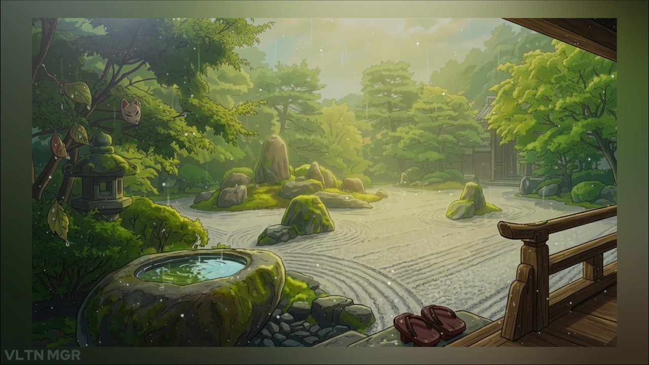 Rainy Zen Garden 🌸 Morning Focus &bull; Lofi Hip Hop [Japanese Animation]