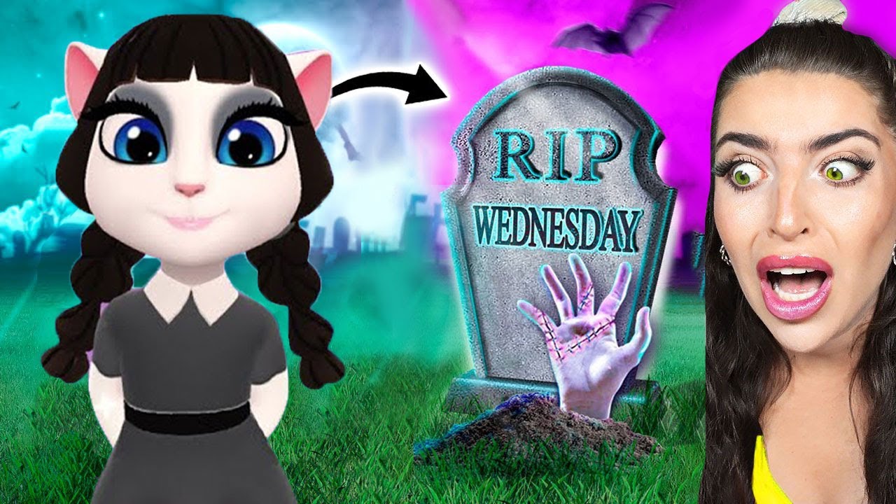 Wednesday VS Talking Angela BIRTH TO DEATH!! (BYE WEDNESDAY!)