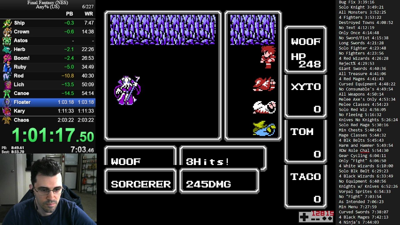 Back to back FF1 NES World Records. 2:00:22 any% Speedrun.