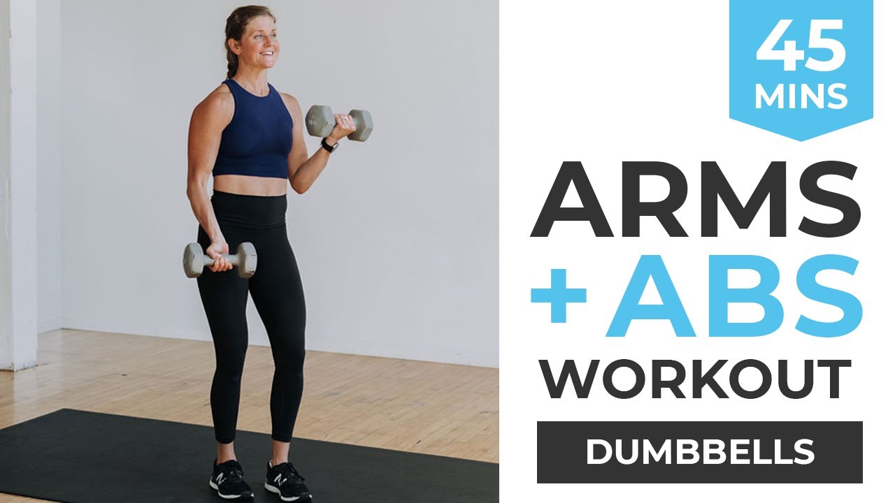 45-Minute Arms and Abs Workout | Dumbbells, Drop Set Format