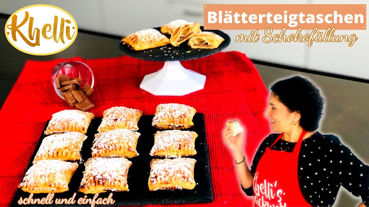 Bl&auml;tterteigtaschen mit Schokof&uuml;llung/Schokotaschen/einfach & schnell/Rezept f&uuml;r Backanf&auml;nger