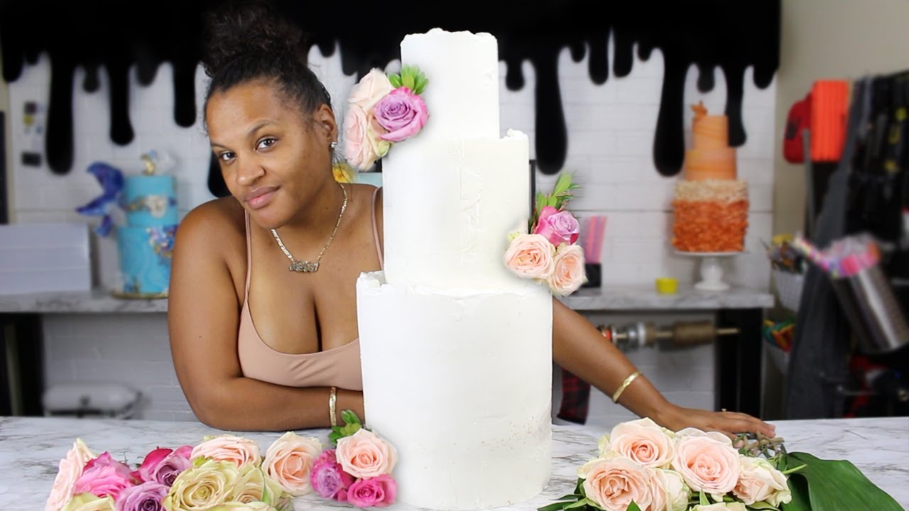 I MADE A SIMPLE WHITE RUSTIC WEDDING CAKE | JALENA SIMPSON TUTORIAL
