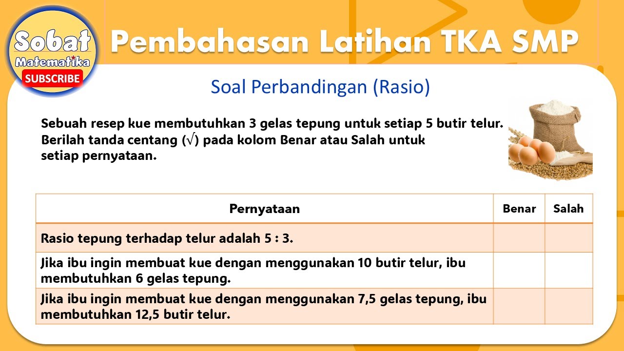 Soal Rasio Perbandingan Pembahasan Latihan Tes Kemampuan Akademik TKASMP #tkasmp #matematikasmp