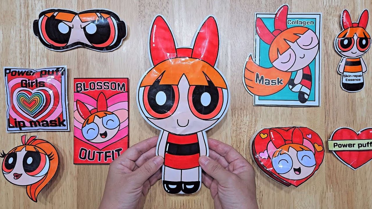 [paper diy] Powerpuff girls blossom 🌸 skincare makeup outfit 파워퍼프걸 블로썸 스킨케어 메이크업 코디 #asmr