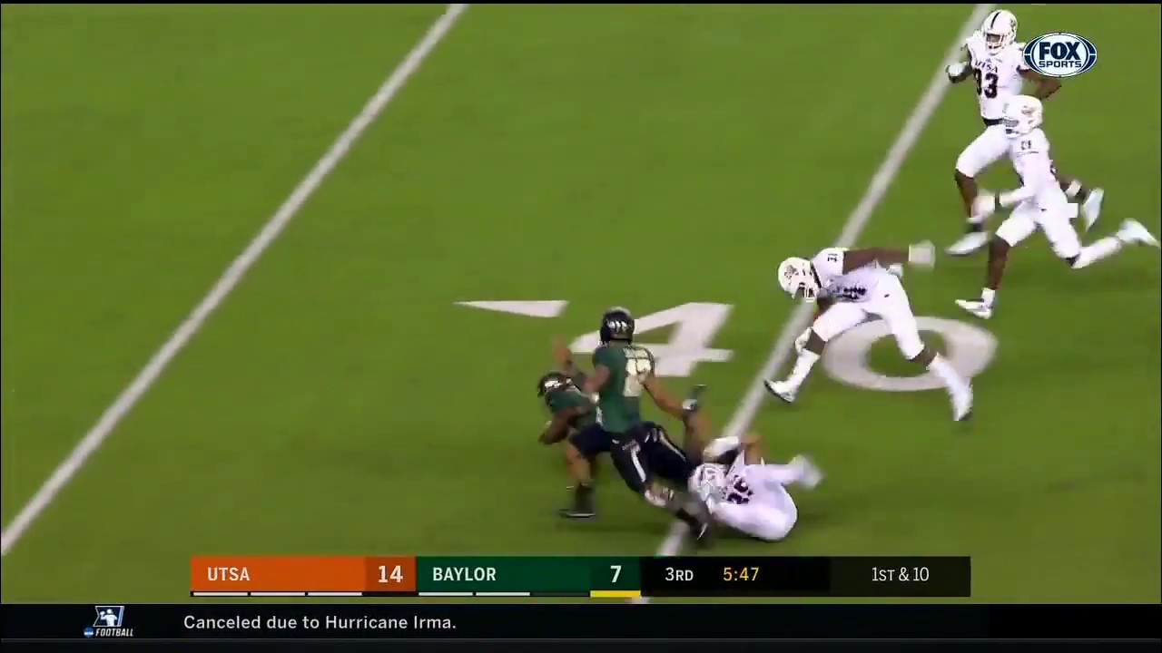 Anu Solomon 26 yd pass to Chris Platt, Baylor v UTSA 2017