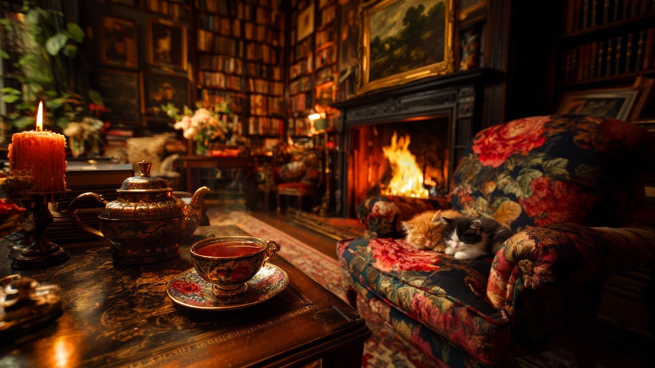 A Victorian Reader's Cozy Morning | Country House Library Ambience for Relaxation and Deep Sleep