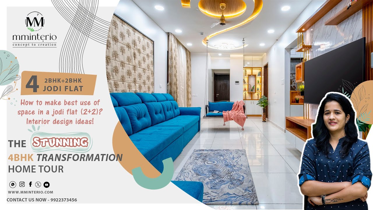 2BHK+2BHK Jodi Flat Interior Home Tour | Stunning 4BHK Design | Yashone Infinitee | Pune | MMInterio