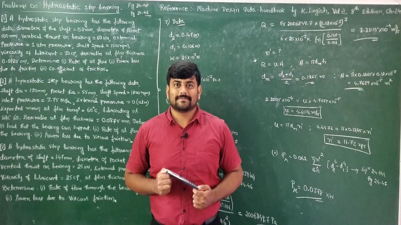 09 - Problems on hydrostatic bearing - Tribology by GURUDATT.H.M