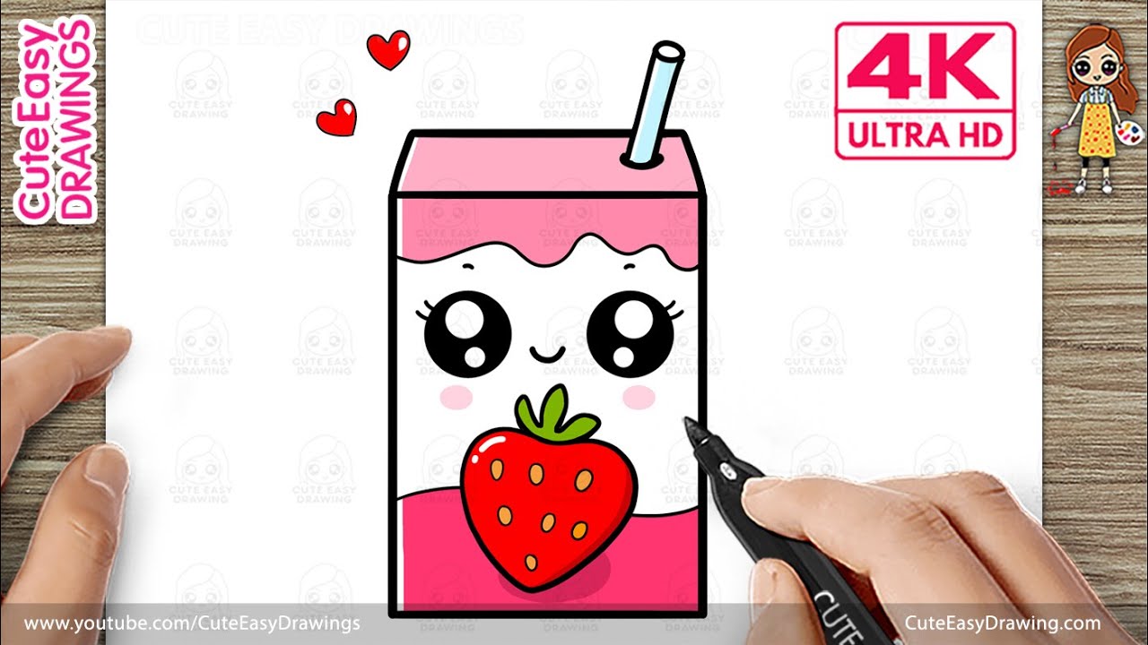 How to Draw a Cute Strawberry Juice Box  | Cute Easy Juice Drawing for Kids and Toddlers