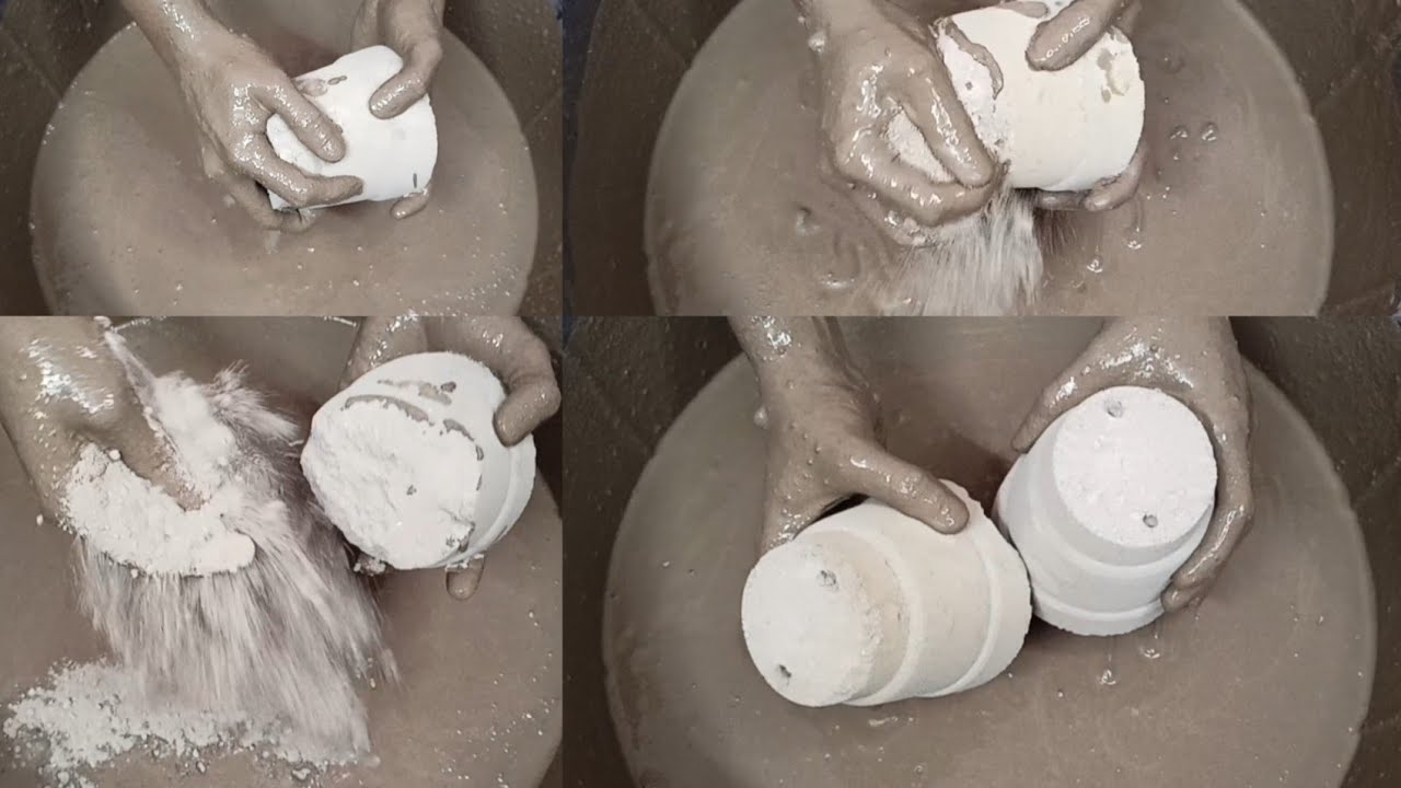 Reform of Last Part || Soft Earthy Pots Dipping+Crumbling in💦+on Paste & Paste Mixing/Playing ASMR 
