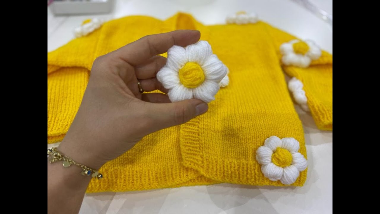 Puf Papatya Yapımı-Hırka Süsleme