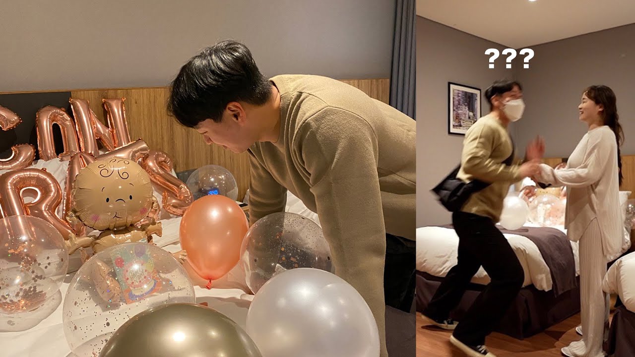 임신했어요👶🏻💖 남편에게 임밍아웃 서프라이즈 대성공, 눈물 좔좔 동갑내기 남편 반응💦