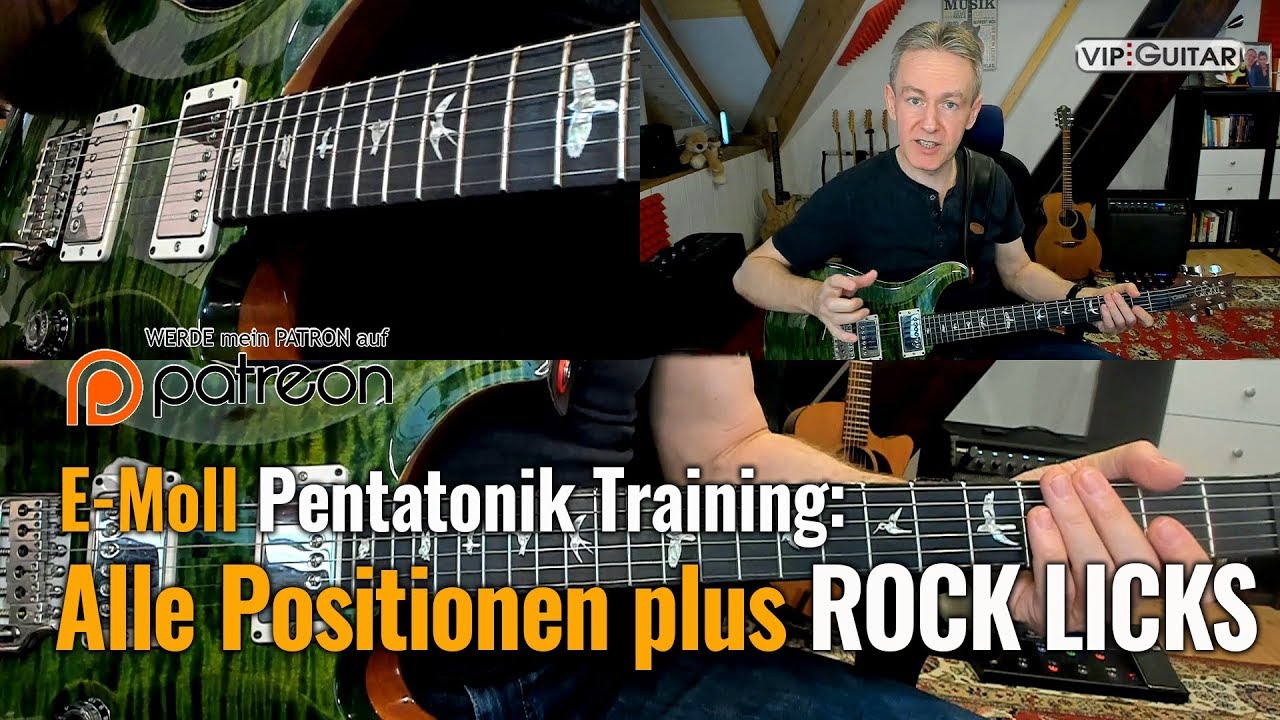 E-Moll Pentatonik Training - alle Positionen plus Rock Licks