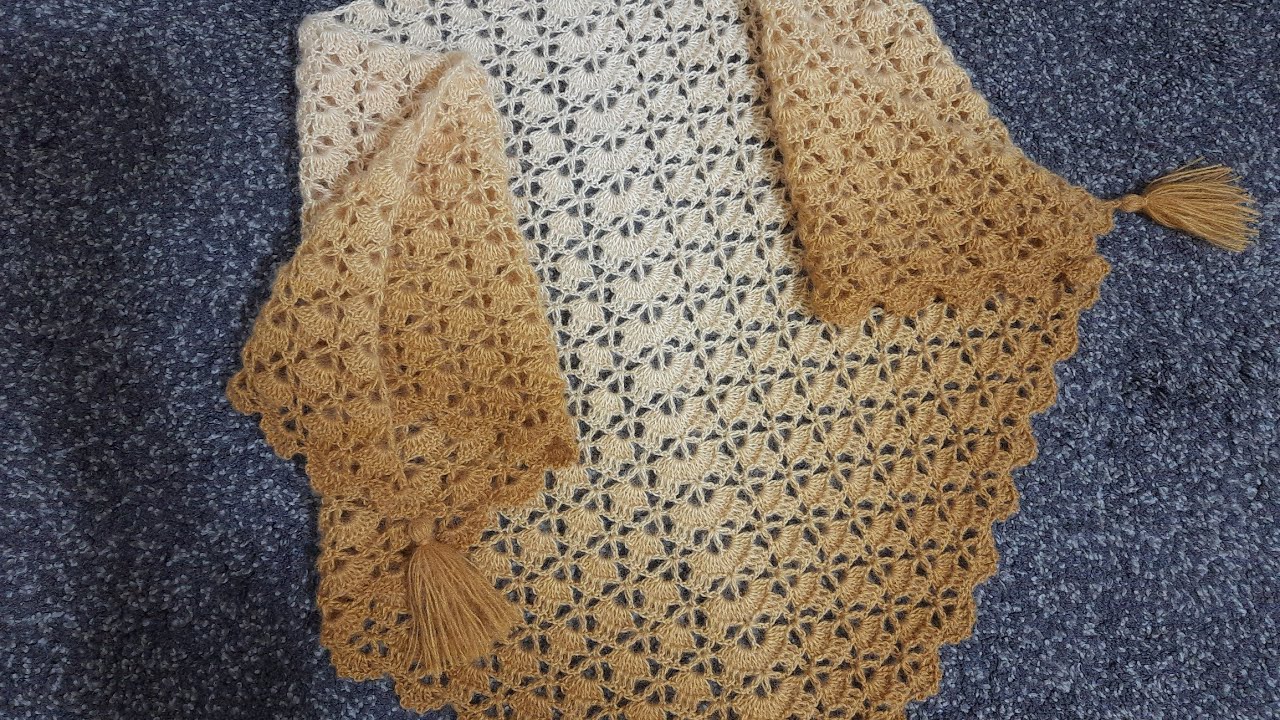 كروشيه سكارف أو شال مثلث سهل وسريع للمبتدئين  | Crochet easy shawl or scarf for beginners