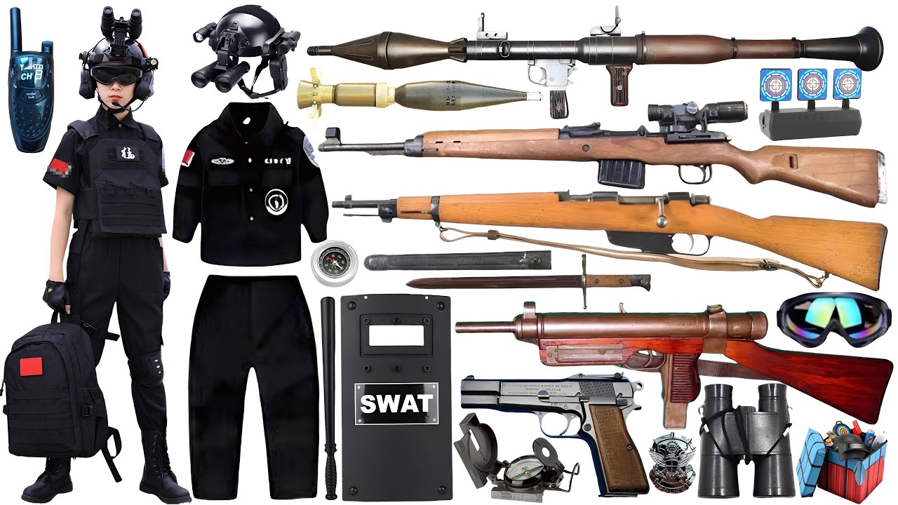 Special Forces military toy gun set unboxing, RPG launcher,submachine gun,sniper rifle, sniper rifle