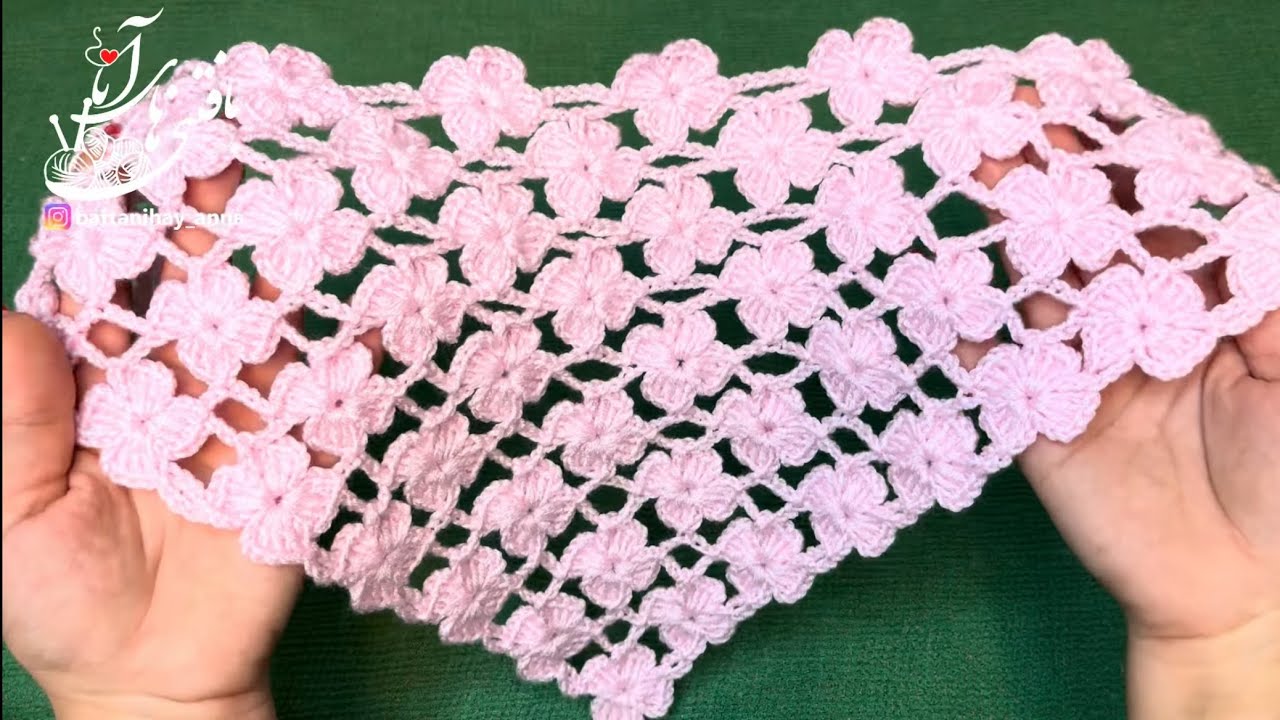 آموزش بافت باندانا مدل شکوفه با قلاب🌸 How to crochet a flower bandana