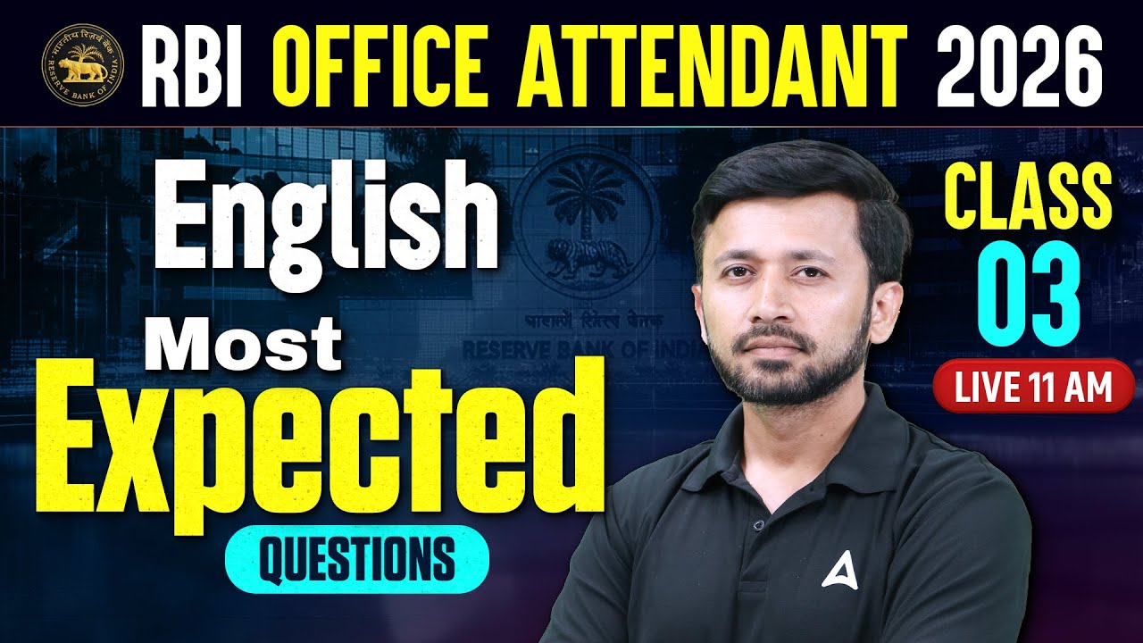 RBI Office Attendant 2026 | English Most Expected Questions Class-3 | By Parth Krishan