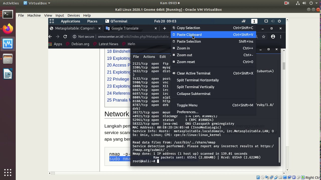 20200220 proses intelejen melihat server korban pake nmap