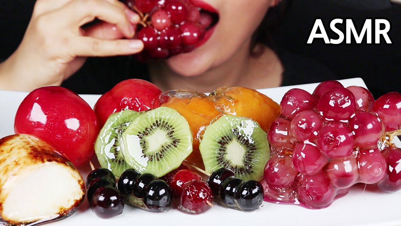 ASMR |*Tanghulu* CANDIED FRUITS EATING SOUNDS 포도 자두 살구 블루베리 라즈베리  키위 구운마쉬멜로우 탕후루 No Talking Mukbang