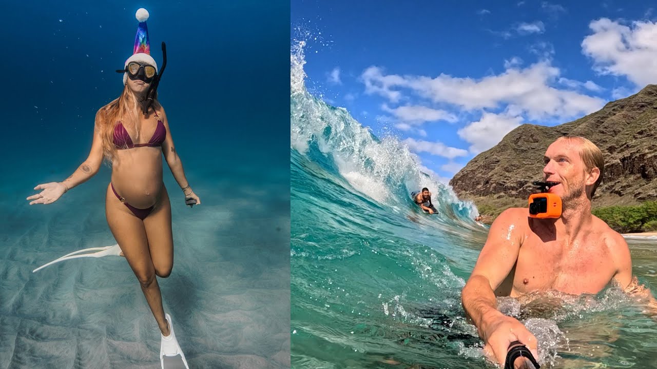 PREGNANT Christmas UNDERWATER dive + EPIC beach day VLOG!! 🎅