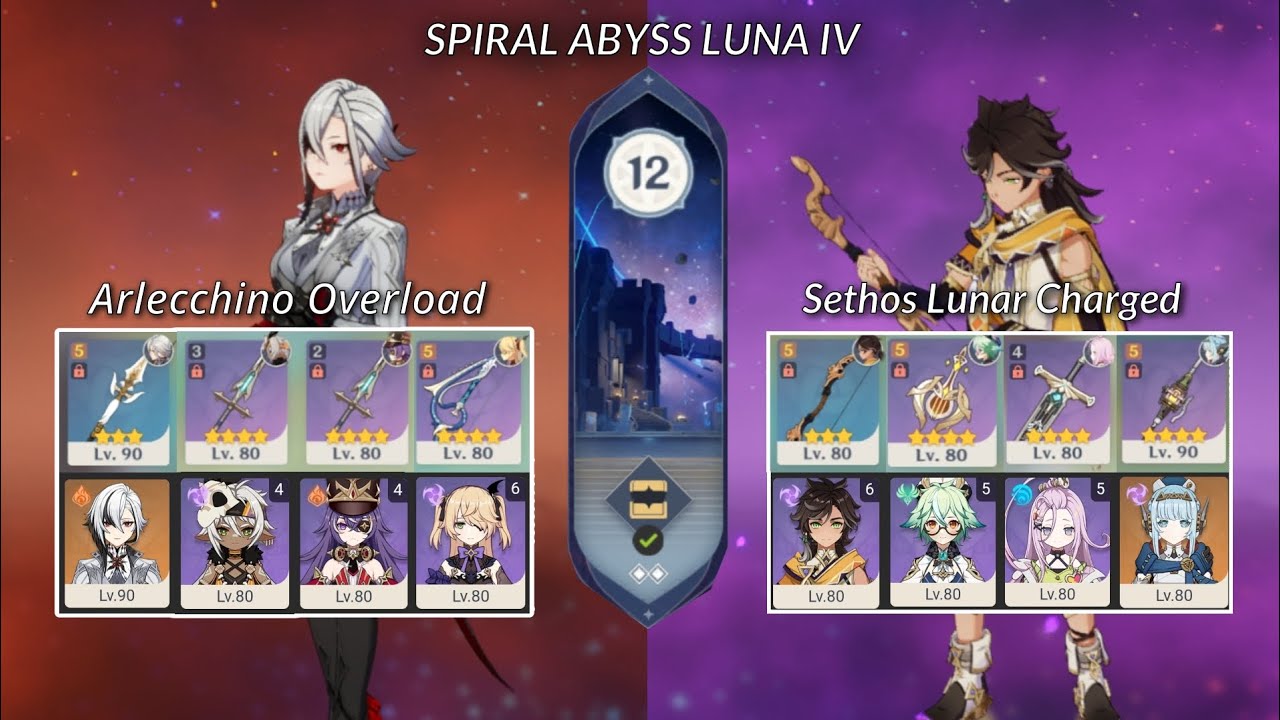 [Spiral Abyss Luna IV] Arlecchino C0 Overload  -  Sethos C6 Lunar Charged | Genshin Impact