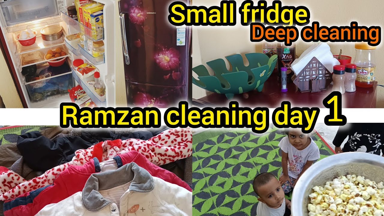 Ramzan cleaning day 1🤗|small fridge deep cleaning| hyderabadi husband & wife Ramzan cleaning routine