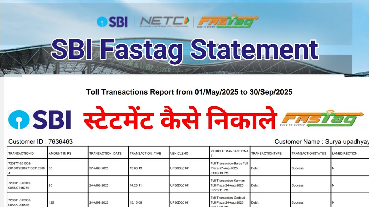 How to get SBI Fastag statement?