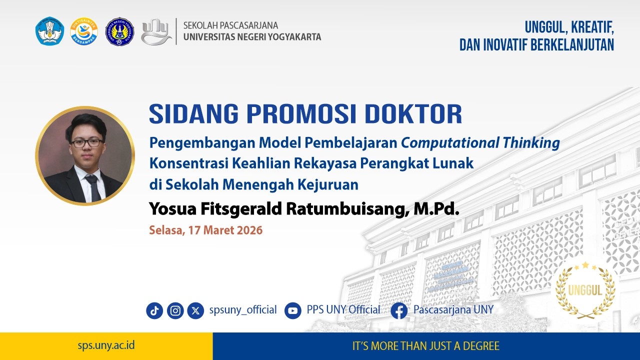 Ujian Promosi Doktor Yosua Fitsgerald R. (Program Studi S3 PEP Sekolah Pascasarjana UNY)