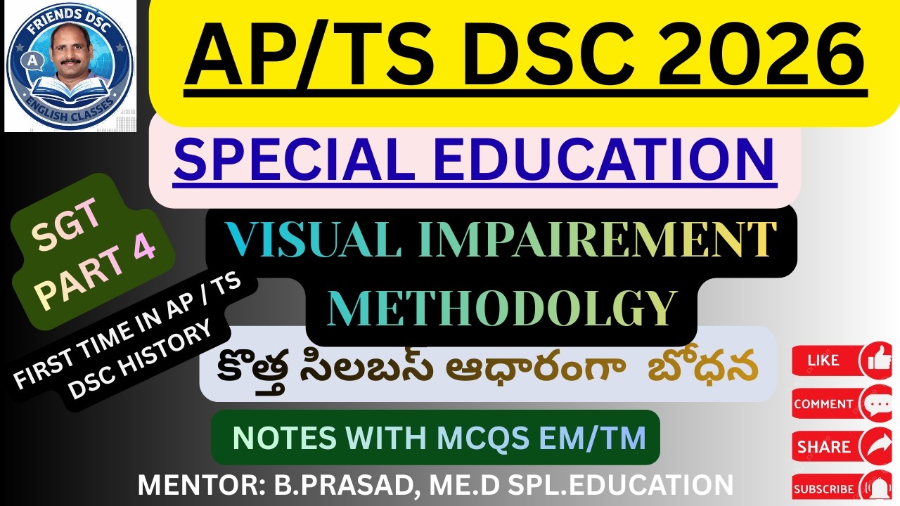 Visual Impairment Methodology Part 4 | AP/TS DSC 2026 Special Education | SGT Syllabus