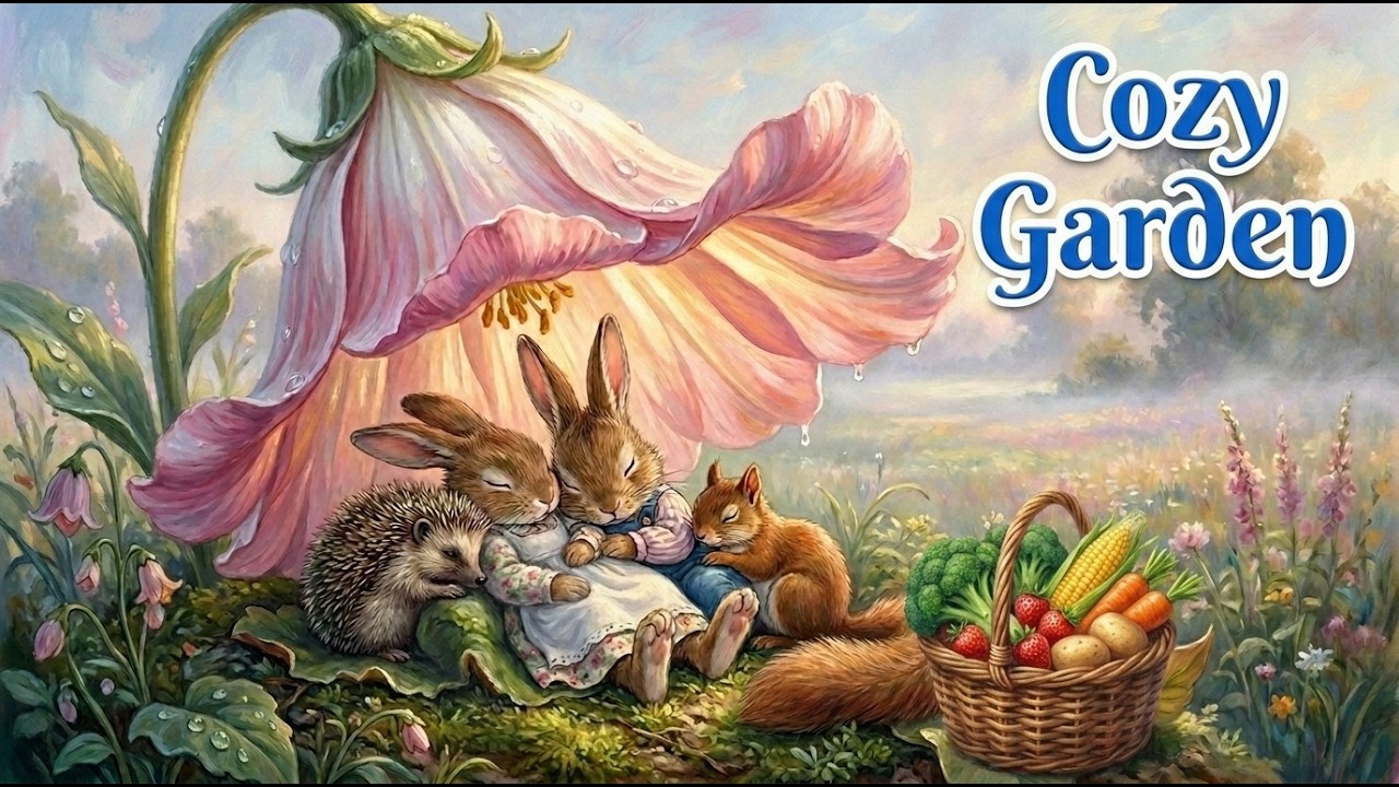 Cozy Cottage Garden (4K)🌿🐰 | Relaxing Storybook Ambience (1 Hour)