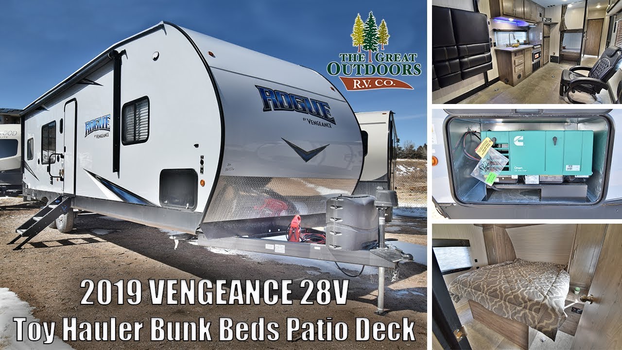 New 2019 FOREST RIVER VENGEANCE 28V Bunk Beds Toy Hauler Travel Trailer RV Generator Colorado Dealer