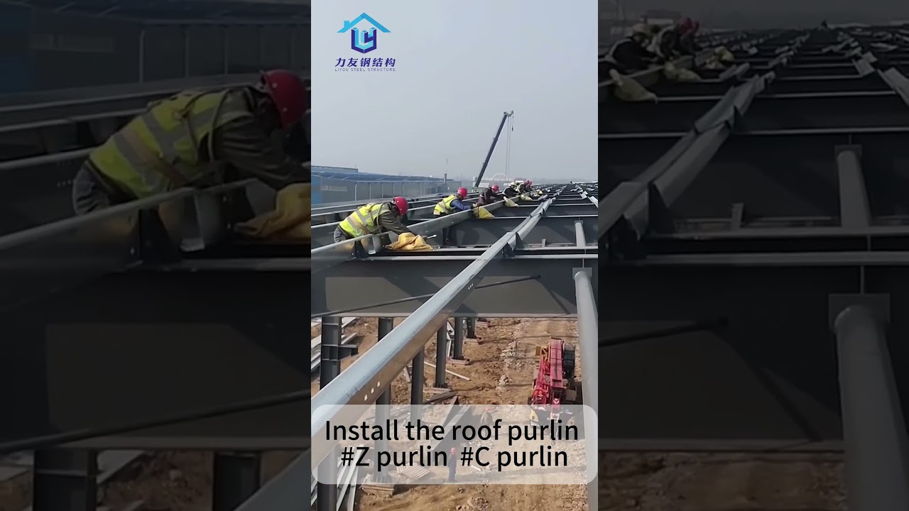 Montaż płatwi dachowej hali o konstrukcji stalowej #Zpurlin #Cpurlin #inżynieria #budownictwo