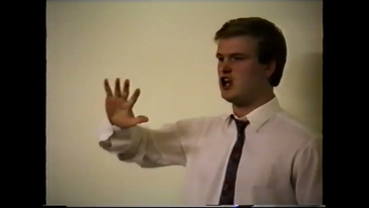1989 Colin McLean preaching at Faith Acres. Daniel Writing on the wall