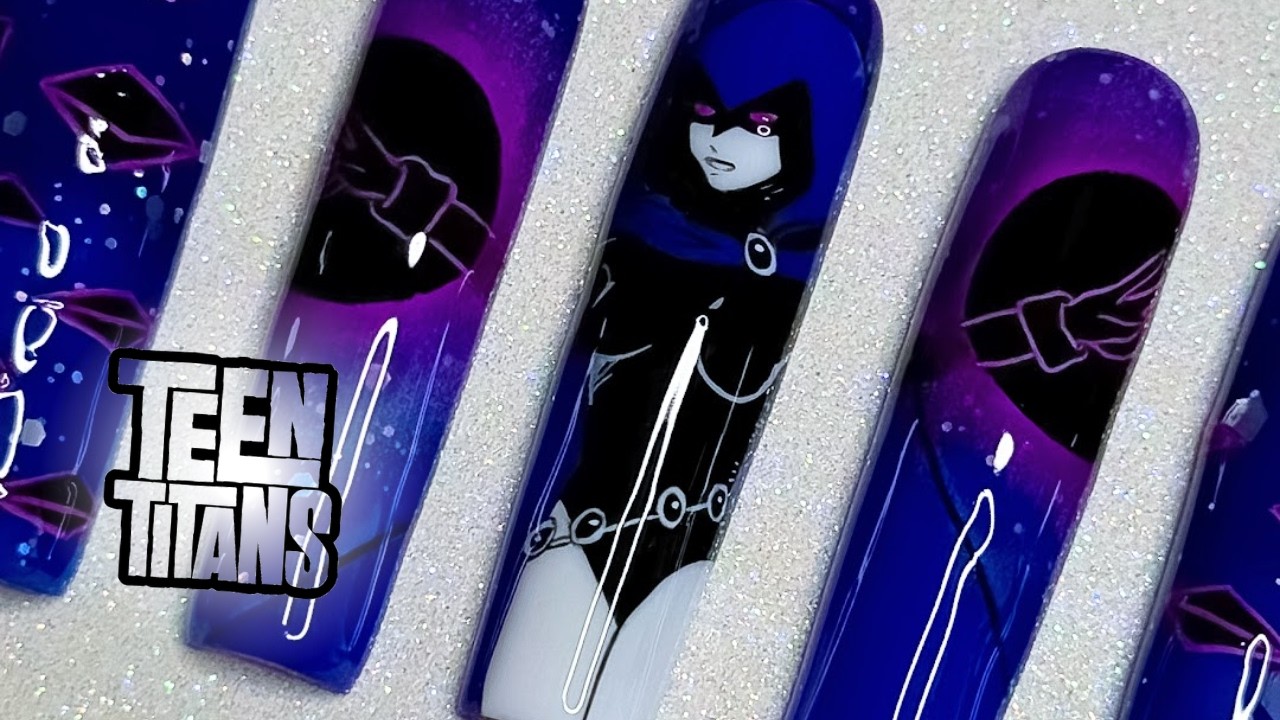 Glow in the Dark Raven Nail Art Tutorial | Teen Titans