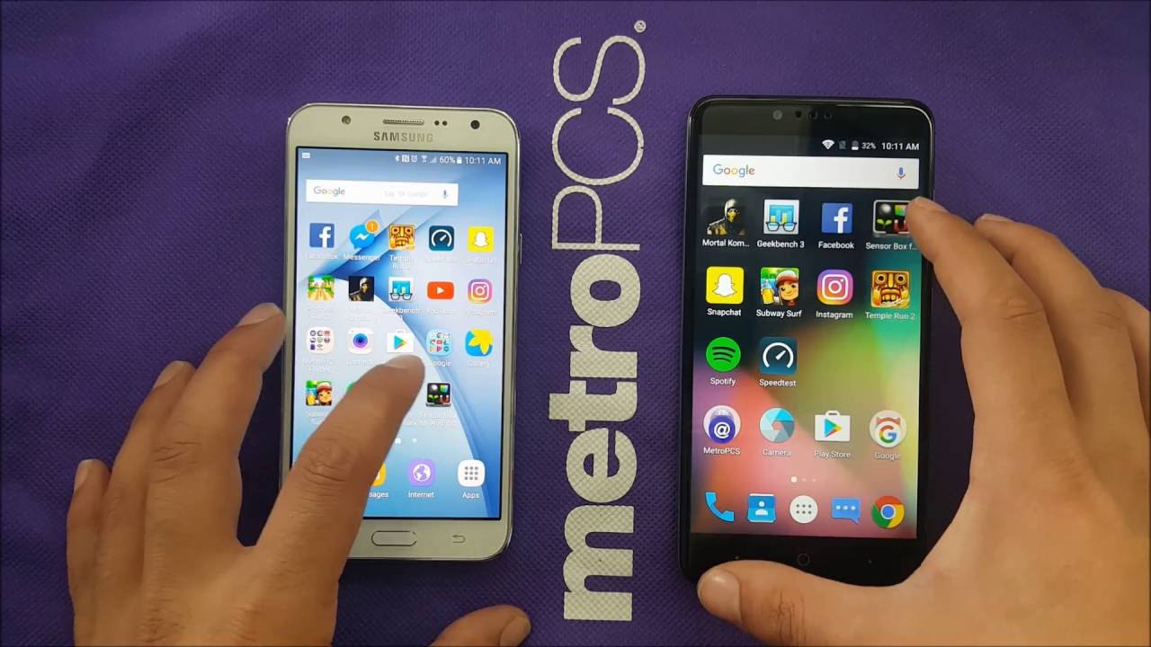 Samsung galaxy J7 VS ZTE ZMAX Pro Speed Test Comparison