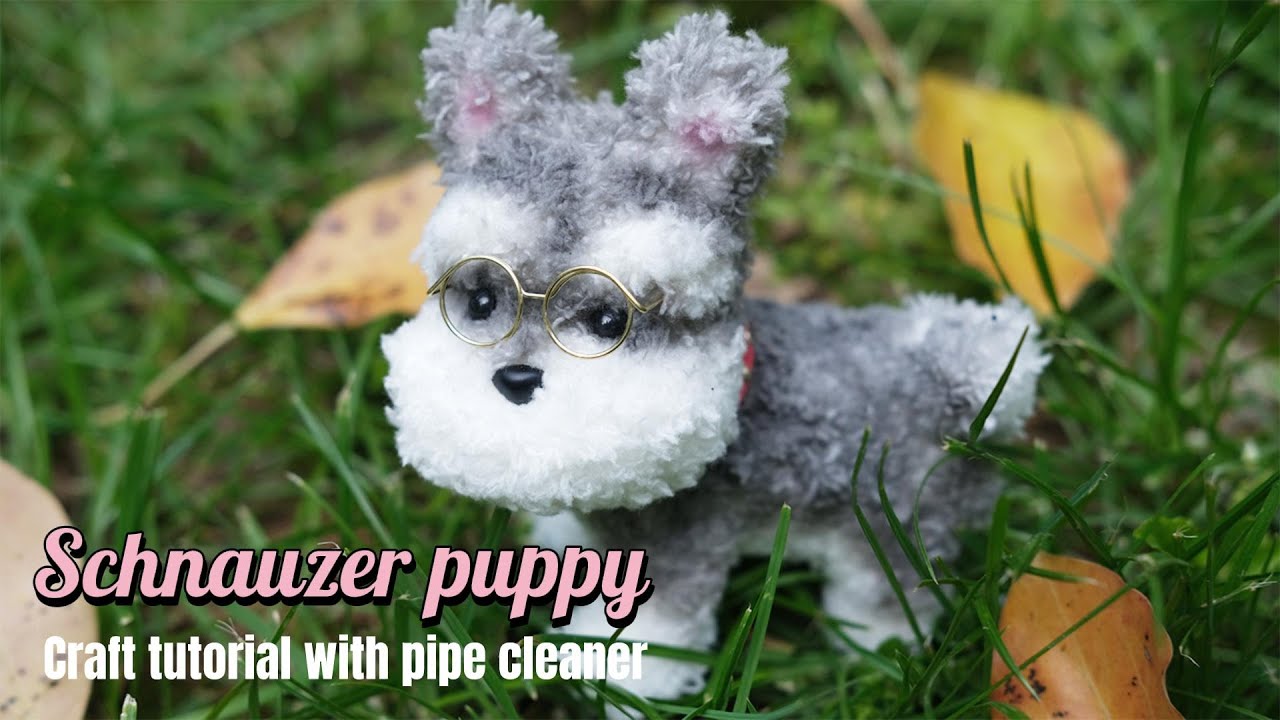 Schnauzer puppy craft tutorial with pipe cleaner