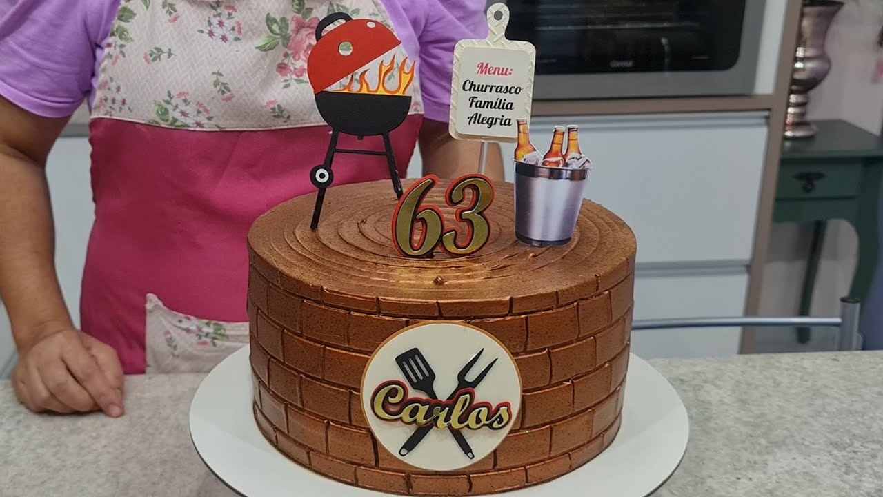 ESSE TEMA DE BOLO OS HOMEM ADORAM 😋 DECORAÇÃO BEM FÁCIL / BOLO TEMA CHURRASQUEADA@PARISCAKEDESIGNER