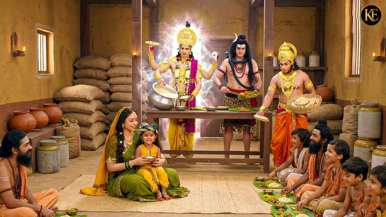 हनुमान जी, महादेव और नारायण भगवान ने सभी को खिलाया भोजन || यशोमती मईया के नंदलाला || Krishan leela