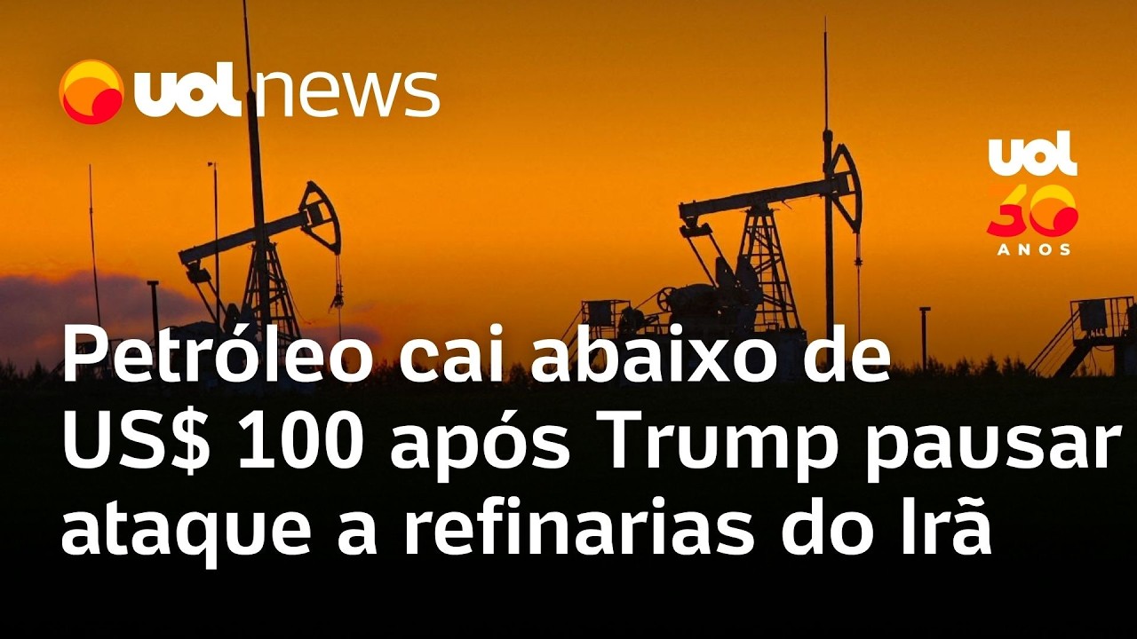 Petr&oacute;leo cai e fica abaixo dos US$ 100 ap&oacute;s Trump pausar ataques a refinarias do Ir&atilde;