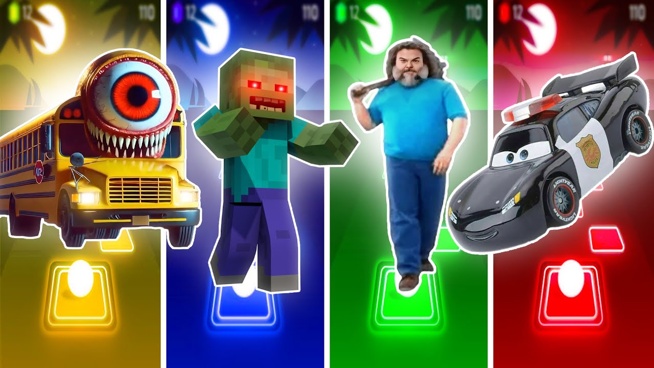Minecraft Tiles Hop | Bus Eater EXE vs Zombie vs Steve vs Mcqueen Police