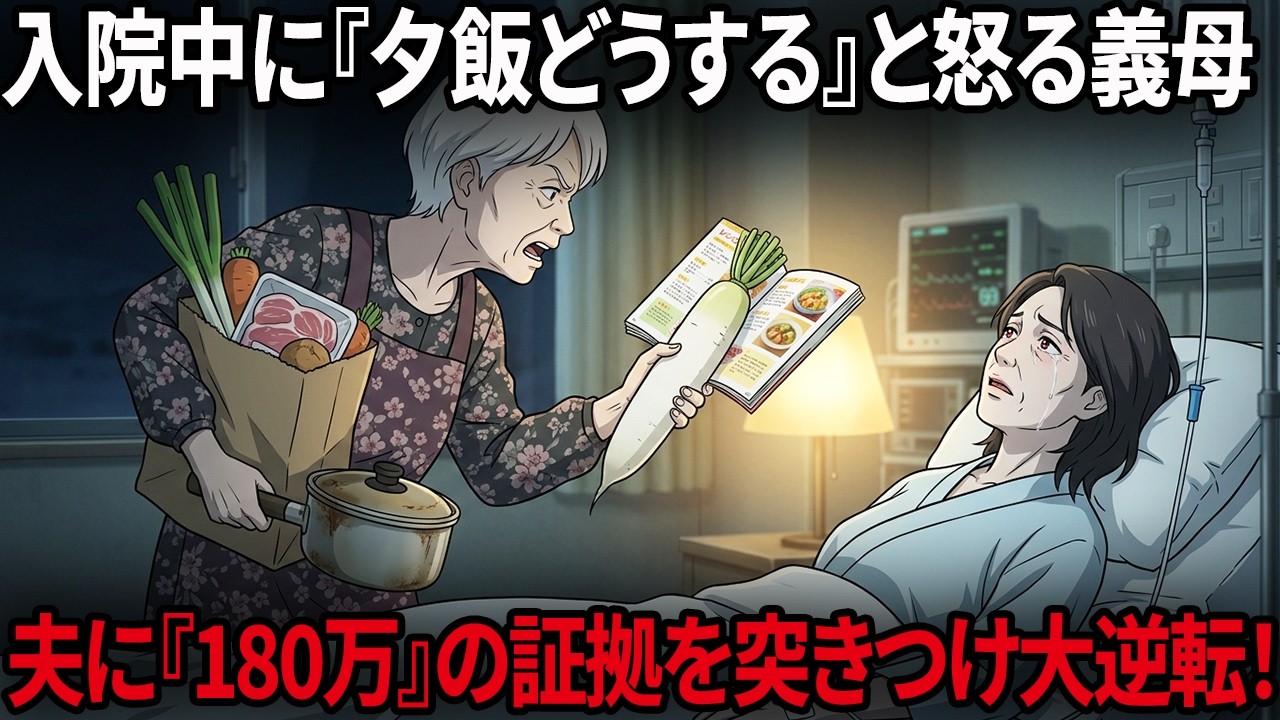 【58歳妻の告白】私が入院中「夕飯どうするの？」と怒る義母。30年間の家政婦扱いに限界を迎え、共有口座から消えた『180万円』の証拠を夫に突きつけた痛快な大逆転劇【スカッとする話】