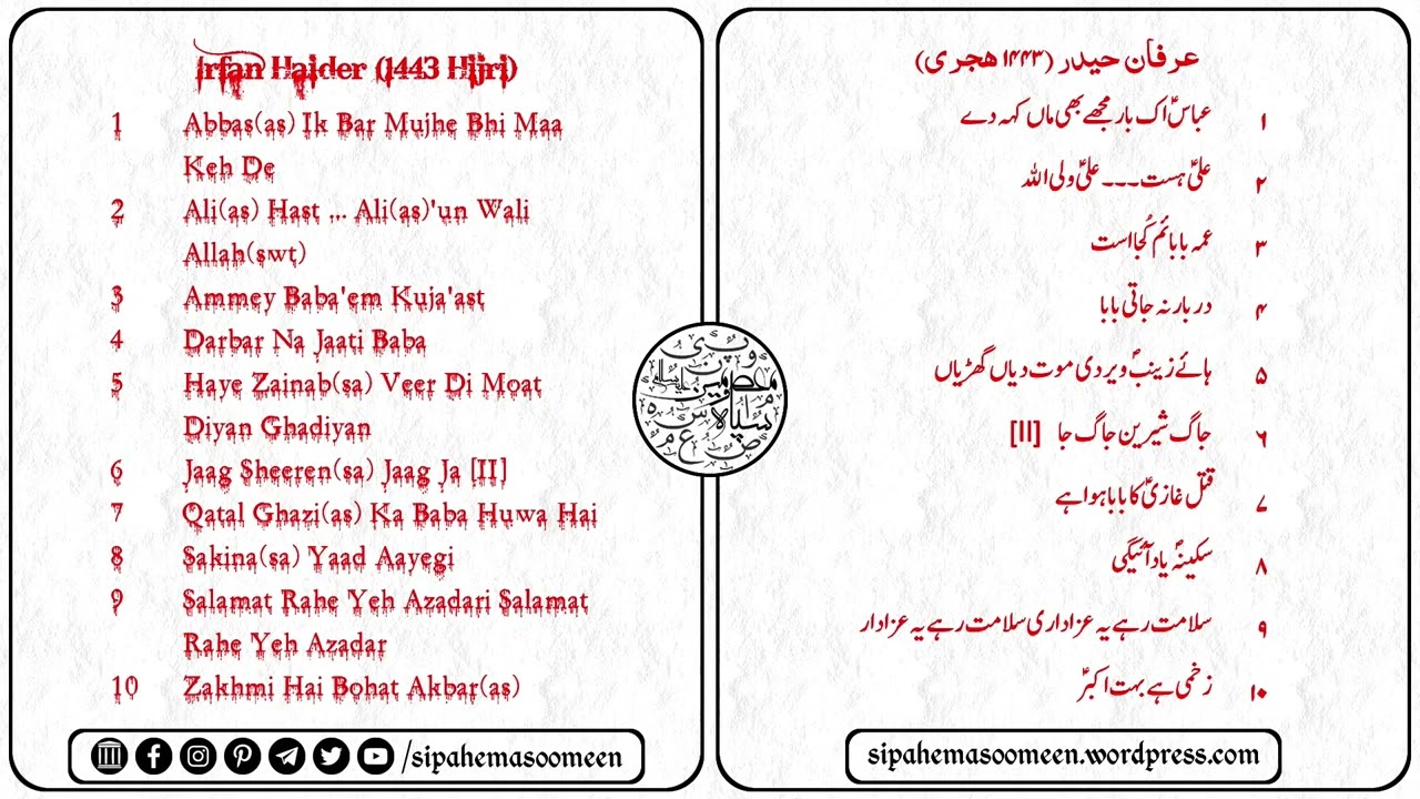 Irfan Haider | Nauhay | 1443 Hijri (عرفان حیدر | نوحے | ۱۴۴۳ ھجری)