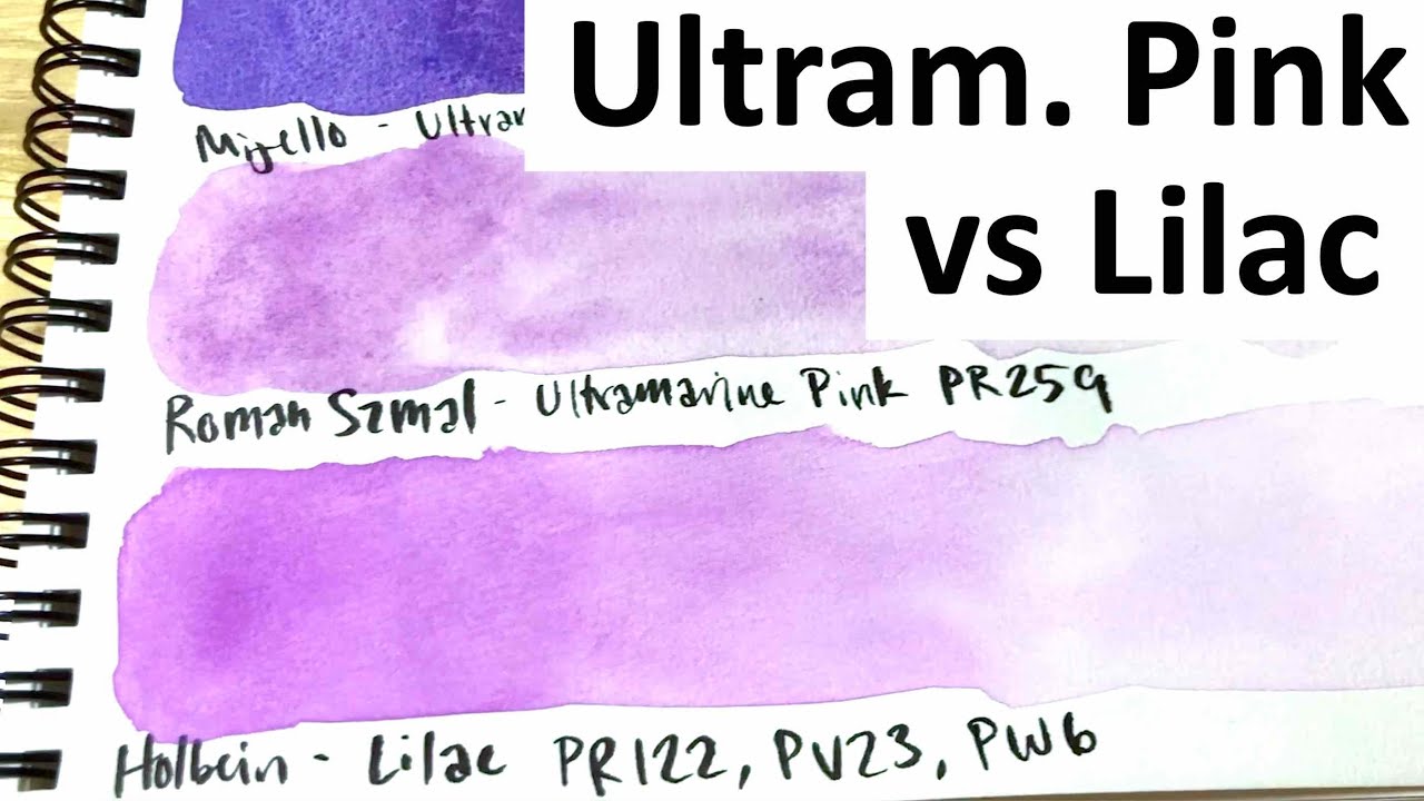 Watercolor Comparison - Ultramarine Pink PR259 vs Lilac (finally found my single pigment lilac!)