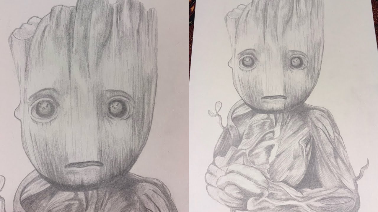 Menggambar I AM GROOT || marvel disney 